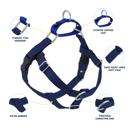 2 Hounds Design Freedom No Pull Dog Harness, Adjustable Harness and Leash Set, Easy Walking & Comfortable Control, Fits Small, Medium & Large Dogs, Solid Colors, Made in USA, 1" LG, Navy