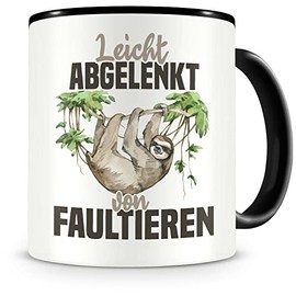 Samunshi® Faultier Sloth Tasse mit Spruch Leicht abgelenkt von Faultieren Geschenk für Faultier Sloth Fans Kaffeetasse Lustige Tassen zum Geburtstag