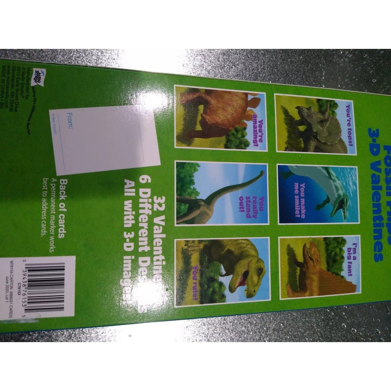 Mello Smello 32 Lenticular Cards 3D Fossil Flips DINOSAUR Valentines