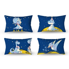 Aoihrraan 30 x 50 cm Set of 4 Cute Cartoon Animal Decorative Cushion Cover Dinosaur Floral Plant Soft Short Plush Square Light Pink Cushion Cover Children Party Sofa Baby Decorative Cushion Cover Bed