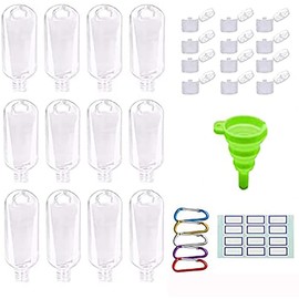 Botellas de viaje portátiles a prueba de fugas recargables de plástico vacías embudo Cabezal rociador desinfectantes de manos con llavero con tapa de cierre para al aire última intervensión escuela