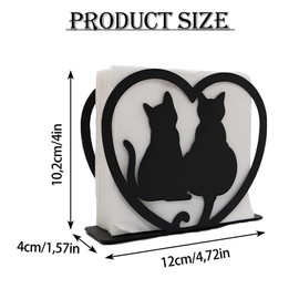 Napkin Holder with Black Cat, Iron Napkin Holder, Freestanding Metal Tissue Dispenser, Iron Paper Napkin Stand, Suitable for Dining Room, Kitchen, Living Room, Bedroom