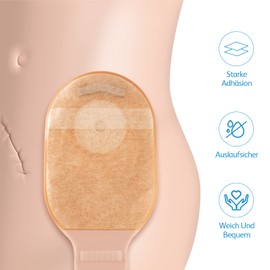 Colostomy Bags, Pack of 20 One-Piece Drainable Ostomy Bags for Ileostomy Care, Odour-inhibiting, Cut to Size 15-60 mm
