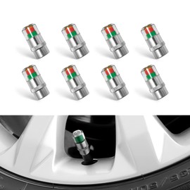 8Pcs Tire Pressure Monitor Valve Stem Caps, 3 Colors Alarm Tire Indicator, Universal 32PSI Car Tire Pressure Monitor Valve Stem Caps Sensor Indicator, Universal Valve Stem Caps for Cars, SUVs, Trucks