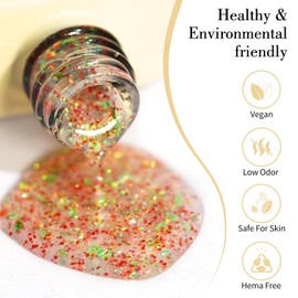 CANNI Glitter Gel Nail Polish 1pcs 9ml Nail Gel Red Green color Glitter Nail Polish Soak Off Uv LED Nail Lamp Prism Flash Series Nail Art Manicure Salon DIY Home