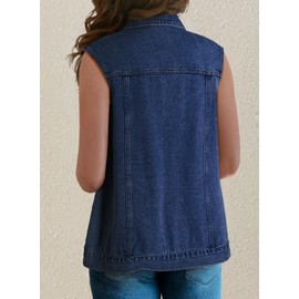 Dokotoo Womens Fashion Casual Denim Vest Spring Jackets Country Concert Outfits for Women 2025 Oversized Jean Jacket Jean Vest Denim Top Sleeveless Jean Shackets Sail Blue Denim Jacket for Women M