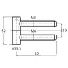 Drilling Hinge for Internal Door Hinges 13.5 mm Galvanised Silver