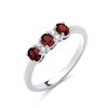 925 Sterling Silver Ruby Cz 3 Stone Trilogy Promise Ring
