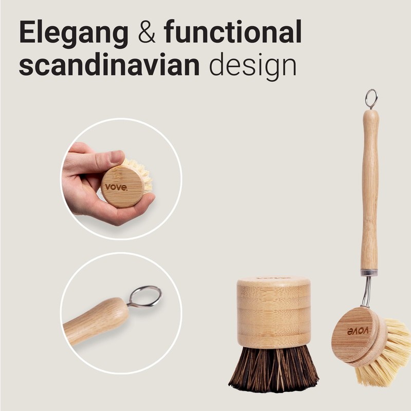 Vove | Dish Brush Bundle | Bamboo Dish & Scrub