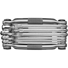 Crank Brothers Multi 10 Tool - Nickel/Bicycle Cycling Cycle Road Mountain Trail Folding Fold Emergency Survival Repair Kit Screwdriver Hex Wrench Multifunction Essential