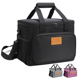 Insulated Portable Food Cooler Picnic Bag Large Capacity Waterproof Material, Lightweight Easy to Carry & Clean for Camping, BBQ, Travel Outdoor Activities (Size: 24 Liter, Black)