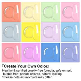 eodci Solid Gel Polish, 12 Colors Pink Yellow Green Cream Nail Polish with Brush Pudding Gel Soak Off LED Nail Art Kit Salon DIY Home, Mud Pudding Nail Art Painting Manicure Kit