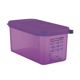 Araven Allergen Polypropylene Plastic 1/3 Gastronorm Sized Food Storage Container with Airtight Lid Included | Purple | Capacity: 6 Litre | CM788