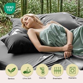 FreshCulture 100% Organic Viscose Derived from Bamboo Fitted Sheet Twin Size Only,16" Deep Pocket Cooling & Skin-Friendly, Silky Soft Bed Sheet for Hot Sleepers