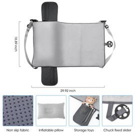 Wsoaam Toddler Travel Airplane Bed Kids Airplane Extender Sea, Travel Inflatable Foot Rest Portable Travel Bed Grey