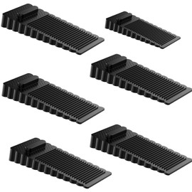 6 Pack Rubber Door Stoppers Door Stop Rubber Wedge Thin Door Stoppers for Bottom of Door Silica Gel Flexible Non Scratching Door Holder - Smart Stackable Slip-Resistant Design(Black)