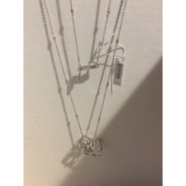 Coach Long Gold And Silver 3 Ring Mix Charm Necklace
