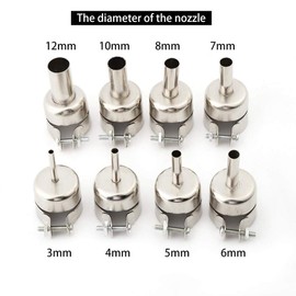 Heat Resisting Nozzles-Heat Gun Nozzles Kits for Hot Air Soldering Station Repair Tools（3/4/5/6/7/8/10/12mm) 8pcs/Set