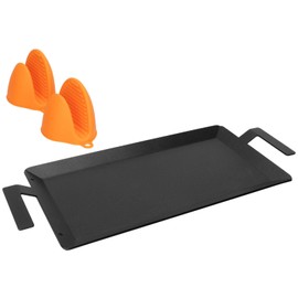 DcYourHome Non-Stick Carbon Steel Griddle for Gas Grill, Griddle Pan for Stove Top Versatile Stovetop Oven, Stove Top Griddle for Induction Cooktop Gas Stove, 24" x 10" Carbon Steel Flat Top Griddle