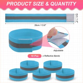 PATIKIL Reflective Bands for Wrist/Arm/Ankle/Leg, 16pcs High Visibility Reflector Bands, Safety Reflector Tape Straps for Night Running Cycling Walking Sky Blue