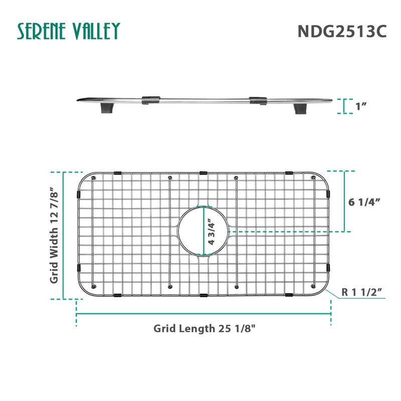 Serene Valley Sink Bottom Grid 25-1/8" x 12-7/8", Centered Drain