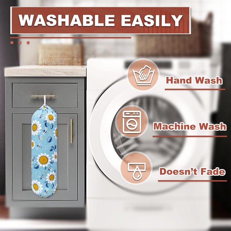 Plastic Bag Holder, Wall Mount Plastic Bag Organizer, Washable Large
