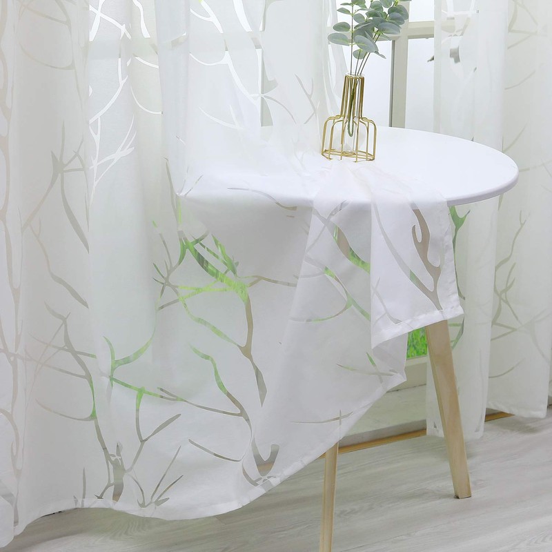 HeichkelL Transparent Curtain Burnout 1 Piece Voile Curtain Modern Curtain