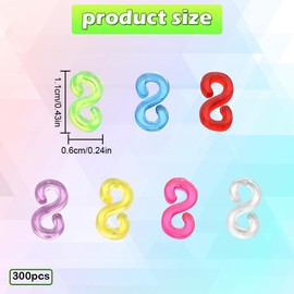 PMTFUMY 300 Pcs S Clips Rubber Band Clips – Loom Bands Connectors Kit for DIY Bracelets, Necklace Weaving, and Craft Making