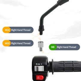 Rearview Mirrors Thread Diameter Converter - PSLER Motorcycle Mirror Adapter Motorcycle Mirror Extender Height Adjustment Screw, 10mm Right Hand Thread to 8mm Right Hand Thread, 2 Pieces, Black