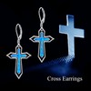 JERWLI Cross Earrings 925 Sterling Sliver Opal Religious Dangle Earrings