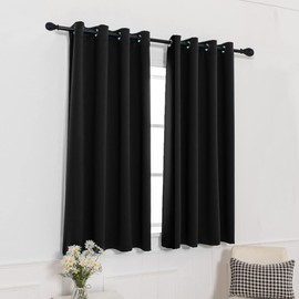 Pickluc Black Blackout Curtains with Grommet 63 Inches Long 2 Panels Set, Light Blocking Window Drapes for Living Room, Thermal Insulated, Noise Reduction, Privacy Protection, 52" Wide x 63" Length