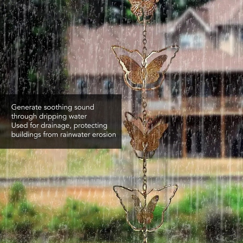 Butterfly Rain Chain Metal Outdoor Decorative Downspout Hanging Drainage Rain