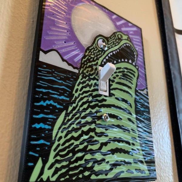 Godzilla themed HOLOGRAHPHIC wall plate cover:_Night_Rocker/outlet
