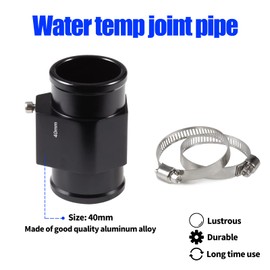 SPEEDWOX 40mm Water Coolant Temperature Sensor Adapter, Joint Pipe Radiator Sensor Adaptor with 2 Pcs Stainless Steel Hose Clamps, Radiator Hose Adapter for Temp Sensor and Gauge(Black)