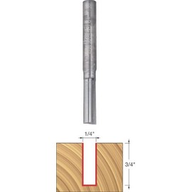 Freud 04-106: 1/4" (dia.) Double Flute Straight Bit with 1/4" shank, 3/4" carbide height Red