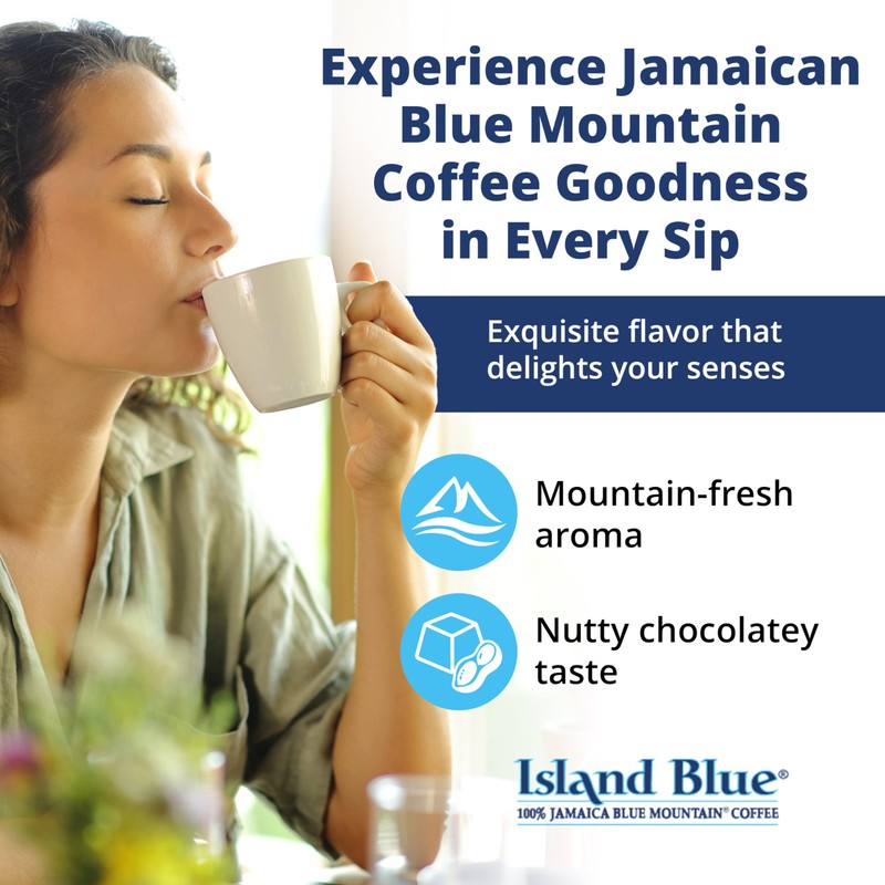Island Blue 100% Jamaica Blue Mountain Whole Beans Coffee (16oz)