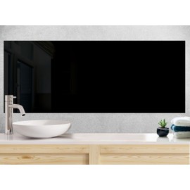 Myphotostation 12Wx10H'' Black Solid Color Tempered Glass Kitchen Backsplash,Glass Splashback For Kitchen, Stove Wall Protector, Cooker Wall Panel, Stove Back Cover