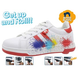 Beppi Roller Sneakers for Girls & Boys –Skate Shoes with Wheels White/Red, Size 4