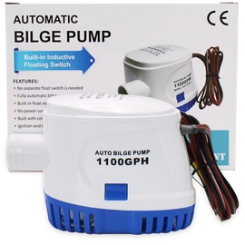 HUIXHAO 1100GPH 12V Auto Bilge Pump, Marine Automatic Bilge Pump Built-in Float Switch, Suitable for Boats, Yacht, Pools