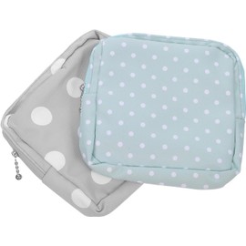 GARVALON Bolsa de almacenamiento para toallas sanitarias 2 unidades con diseño estampado de puntos, ligera y portátil para adolescentes y mujeres, tamaño compacto para uso diario