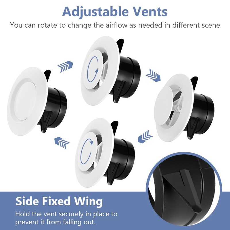 NUTKIT 100mm/ 4 Inch Round Ceiling Vent, Adjustable Air Vent