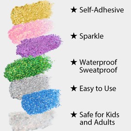 Mysense Blue Body Glitter Stick, Waterproof Face Glitter Makeup, Festival Rave Pride Accessories, Hair Glitter Gel for Kids Women, Sparkling Mermaid Sequin Chunky Glitter Face Paint, 0.56oz