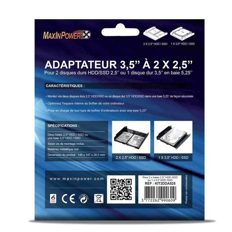 Hdd/Sdd Adapter For Two 2.5" Hard Drives Or One 2.5"