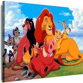 Julia-Art - Pictures Film Cartoons Animals Children Lion P 60 x 40 cm Canvas Wall Pictures XXL - 1-Piece Wall Pictures Art 3D Modern Art Prints w-a-2063-43
