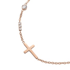 Kistanio Women's Bracelet Brilliant Cross with Cross, 16 centimetres, Stainless Steel, Marble