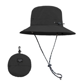 ehsbuy Sun Hat Men Women Safari Fishing Hat Waterproof Cowboy Style Boonie Bucket Hat Foldable Summer Hat with Adjustable Chin Strap for Hiking Outdoor, Darkgray, 55-60