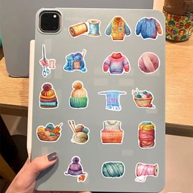 50 Pcs Knitting Stickers for Kids Teens Adults Boys Girls Gift,Stickers Pack for Laptop,Skateboard,Luggage,Car,Bike, Cup,Computer,Water Bottle Decor,Knitting Vinyl Waterproof Sticker Decals