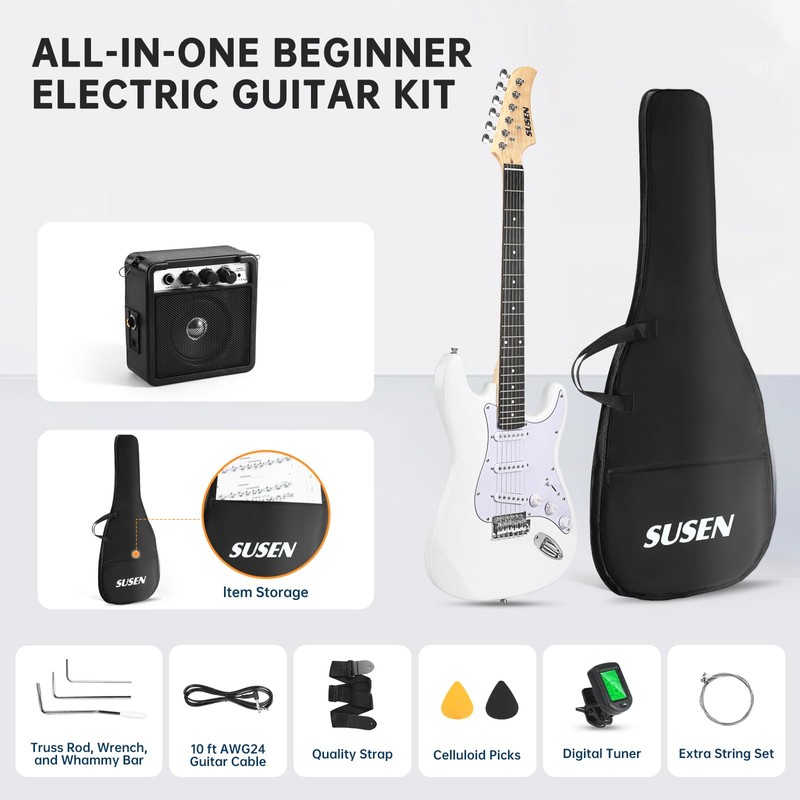 Electric Guitar, 39 Inch Solid Full-size Electric Guitar S-S-S Pickups