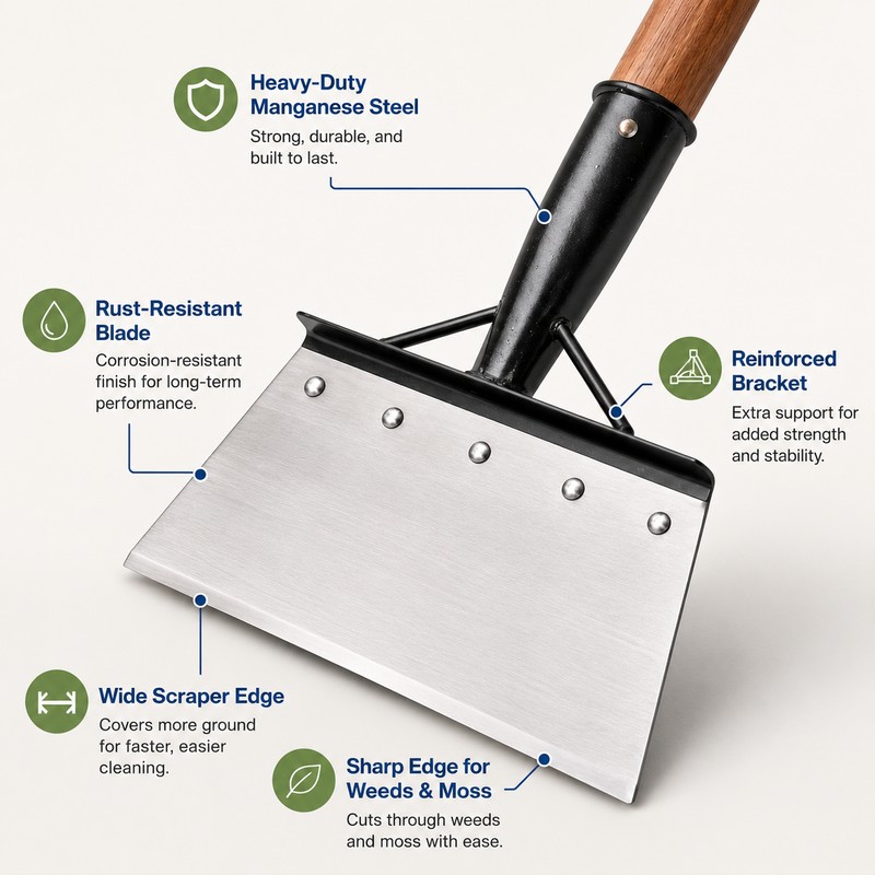 Adjustable Garden Shovel & Scraper for Weeding – 57-Inch Manganese