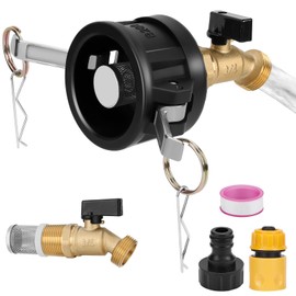 WADEO Filter Type IBC Tote Adapter, 2" Cam Lock for 275-330 Gallon IBC Tote Tank, IBC Tote to Garden Hose Adapter with Brass Hose Faucet (3/4" Female NPT Inlet×3/4" GHT Outlet)